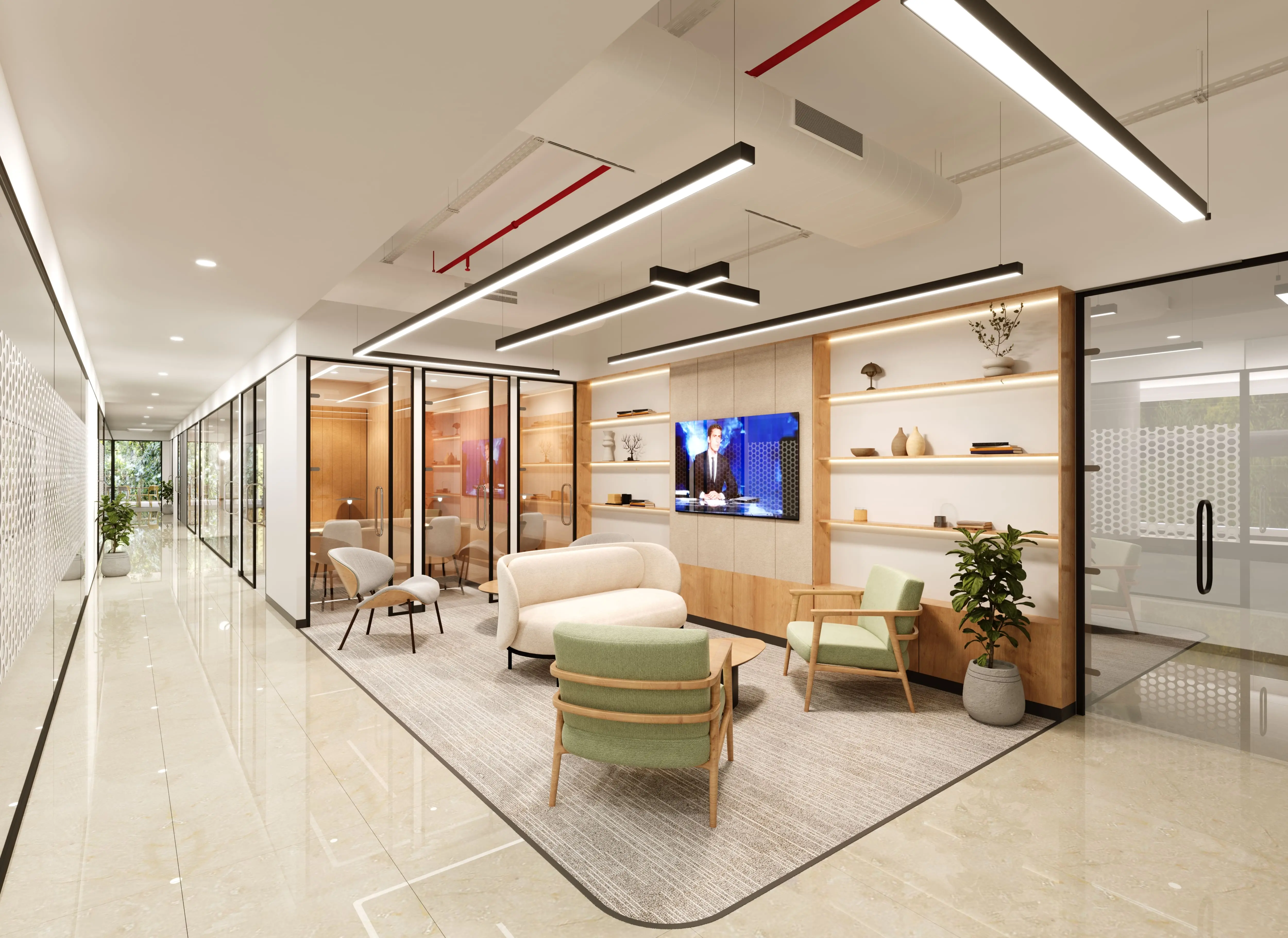 3D office interior render by Design Arc Interiors